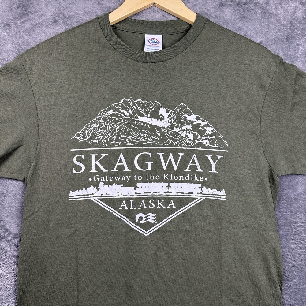 Delta Pro Weight Tee Shirt Men's Medium Skagway Gateway To Klondike Alaska Green